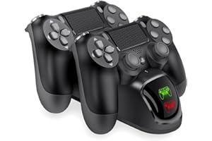 KONKY PS4 Chargeur de Contrôleur Dock Station Support Double USB de Charge Rapide avec Dongles USB et Indicateur LED pour Sony Playstation 4 PS4 / PS4 Slim Pro Console Charging Dock Stand