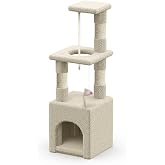 VOUNOT &Aacute;rbol Rascador para Gatos, Poste Rascador Estable para Gatos Peque&ntilde;os con Nido, Plataformas, Cuerda de Sisal y Jueguet