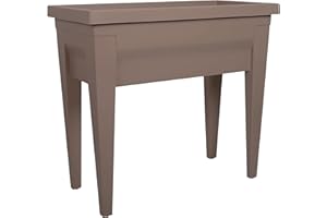 EDA - Espace Potager Veg&Table City 57 L - Zone Rétention d'Eau - Pieds avec Bouchon Evacuation - 76 x 38,5 x 68 cm - Taupe