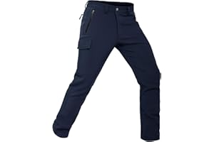 Vzteek Herren Wanderhose Thermo Softshellhose Wasserdicht Outdoorhose Winter Warm gefüttert Trekkinghose Winddichte Skihose 4wegestretch Schneehose, Fahrrad,Skifahren, Hundesport