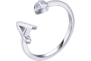 VIKI LYNN Buchstabe Ring 925 Sterling Silber Offener Verstellbare Initiale Alphabet A-Z Ringe fur Damen Mädchen