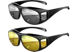 fuzhik Lunettes de Cyclisme 2 en 1 - Noir (Nuit + Soleil) - Compatible Lunettes de Vue - UV400 Protection 100% - Polarisé - Sport/Vélo/Moto