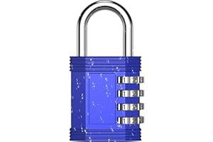 ZHEGE Padlocks with Code Outdoor, Weatherproof Number Lock for Fence Gate, Garden, Shed, 4 Digit Combination Padlock for Gym Locker, School Locker, Toolbox (Blue)