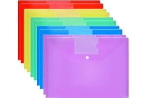 GoodtoU A4 Plastic Folders - Pack of 10 Document Wallets with Snap Button for Home, Office, School and Travel