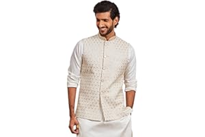VASTRAMAY Herren – Nehru Jacke – Diese bestickte Nehru-Jacke für Herren ist die perfekte Mischung aus Eleganz und Tradition.