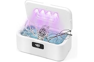 AIMMBIUTY Pulitore Ultrasuoni 800ml, 49000Hz con Lampada U-V e 5 Modalità di Tempo – Pulitore Gioielli Ultrasuoni per la Pulizia Occhiali da Vista, Gioielli, Monete, Rasoi, Protesi, Spazzolini e Altri Accessori