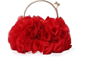 Jywmsc Bolsos de Embrague Florales para Mujer, Bolso de Noche de Flores de Satén, Bolsos de Fiesta de Graduación