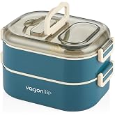 Vagonlife Bento 1000ml Lunchbox &Ccedil;ift Katlı 3 B&ouml;lmeli &Ccedil;elik Sefer Tası Yemek Kutusu (Lacivert)