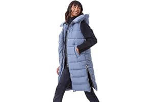 Roman Originals Quilted Gilet with Hood For Women UK Ladies Sleeveless Coat Hooded Jacket Padded Bodywarmer Winter Lightweight Warm Autumn Funnel Neck Longline Soft Bubbly