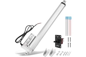 WODHMIEY 330LBS/1500N Linear Actuator, 100/150/200/250/300/350/450 mm DC 12V Electric Actuator 10mm/s Stroke IP65 with Brackets & Manual Controller for DIY, Window, Recliners, Beds, Doors, Industrial