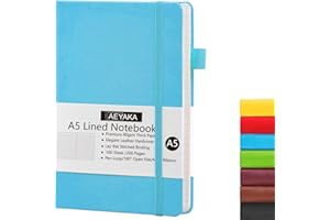 AEYAKA Taccuino A5 Righe Quaderno a Righe A5 Diario Copertina Rigida e Chiusura ad Elastico Portapenne Custodia in Pelle PU Carta Spessa 80 gsm, 15 x 21 cm