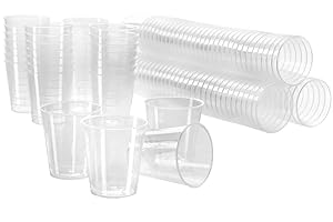 com-four® 120 pièces x gobelets réutilisables -Verres à Liqueur pour Les fêtes, Le Camping et Les déplacements - lavables au Lave-Vaisselle (Transparentes)