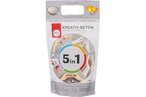 Rayher Kreativ-Beton 5in1, steingrau, Beutel 1 kg, Bastelbeton, Beton zum Gießen, Abformen und Kneten, Betonpulver, gebrauchsfertig, mit Wasser anrühren, 34463558, Grau