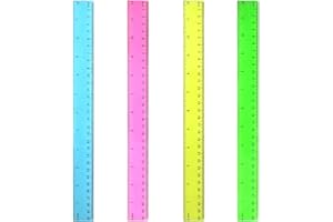 RAROUYI 4 Piezas Transparentes De 30cm Reglas De Plástico Direct Aplushing Rulers Para Niños Suministros Matemáticos Herramientas De Medición De La Oficina De La Escuela De Estudiantes (Multicolor)