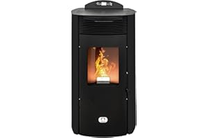 ‎STUFE A PELLET ITALIA STUFE A PELLET ITALIA Siberia Aria New 15 KW Kanalisiert WiFi | Pelletöfen Effizienz 92% Heizt 140m² Autonomie 30Std Programmierbar WiFi-Steuerung 5 Geschwindigkeiten und Kräfte 24M Garantie Schwarz