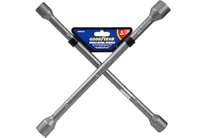 Goodyear Professional Fixed 4 Way Cross Wheel Wrench Nut 17/19/ 21 / 23mm Car Truck Van Tyre Heavy Duty