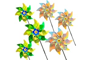 MUUGIY 6Pcs Reflective Bird Repellent Windmill, Bird Repellent, Reflective Windmill,Pigeon Repellent, Keep Birds Away From Your Home, Garden,Farm,Patio (6Pcs-D)