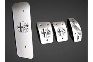 AUTOCOVR Pedali Con Poggiapiede In Acciaio per Alfa_Romeo GTV & SPIDER (916) - 4 Pezzi Pedana Pedaliera Poggapiedi Pedaliere Sportiva Gas Copripedale Freno Frizione Tuning