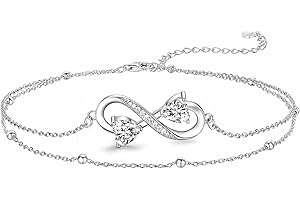 NINAMAID Fußkettchen-Armbänder für Frauen, 925er Sterlingsilber, Unendlichkeits-Fußkettchen für Frauen, Mädchen, verstellbar, Strand-Fußkettchen, Schmuck, Geschenke für Frauen