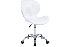 Charles Jacobs Swivel Office Chair with Chrome Base Wheels and Adjustable Height in White
