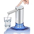Smart Water Dispenser, Electric Portable Water Bottle Pump Rechargeable USB Charging Manual Folding Spout for Kitchen Office Home Camping Bedroom Campervan White
