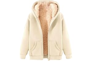 Dwevkeful Veste D'Hiver Chaude En Polaire Pour Femme - Veste De SurvêTement D'Hiver Avec Capuche - ÉLéGante Couleur Unie - Veste De Transition - Grandes Tailles