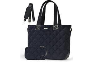 Prite Laptop Bag Tote Bag for Women Large Puffer Quilted Shoulder Handbag Lightweight Fluffy Teacher Nurse Bag with Shoulder Strap for Work, Travel, Gym, School