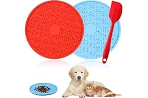 FANSEZQ 2PCS Tappetino da leccare in Silicone, tappetino per leccare animali domestici, mangiatoie lente con potenti ventose sotto, cuscini per addestramento e allattamento per cani da bagno, con spazzole