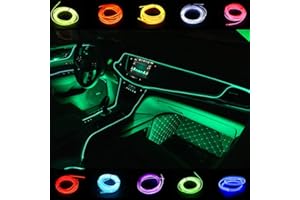 Kmruazre El Wire, Car Lights, Neon Light Strip Colors: Blue, Green, Red, Pink, White, Yellow, Purple,Fluorescent green, Ice Blue(3m/9ft, Green)