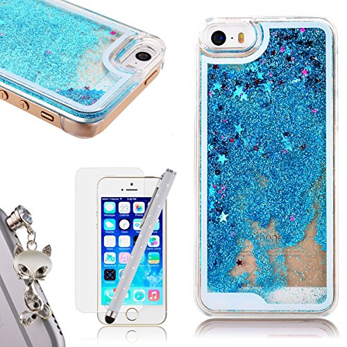 iPhone SE Liquid Case,iPhone 5S Glitter Bling Cover,We Love Case Flowing Floating Water Liquid Swimming Plastic Case Clear Hard Shell 3D Creative Design Blue Star Pattern Luxury Sparkly Crystal Back Cover Protective Skin Cell Phone Cases For Apple iPhone 5 5S SE + 1x Animal Dust Plug + 1 x Touch Screen Stylus + 1 x Free Screen Protector reviews iPhone SE Liquid Case,iPhone 5S Glitter Bling Cover,We Love Case Flowing Floating Water Liquid Swimming Plastic Case Clear Hard Shell 3D Creative Design Blue Star Pattern Luxury Sparkly Crystal Back Cover Protective Skin Cell Phone Cases For Apple iPhone 5 5S SE + 1x Animal Dust Plug + 1 x Touch Screen Stylus + 1 x Free Screen Protector