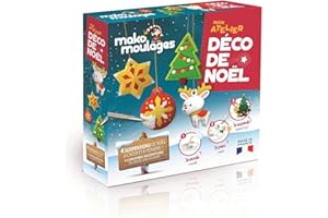 Mako Moulages - Mon Atelier Déco de Noël - Kit de Loisirs Créatifs en Famille - 4 Décorations en Plâtre à Peindre - Moule Réutilisable - Made in France - 39091
