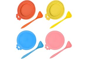 CWPFVQA Tapas de sellado de 4 piezas, cucharas de 4 piezas, tapas de latas, tapas de latas de comida para perros, tapas reutilizables, tapas de latas de comida para mascotas