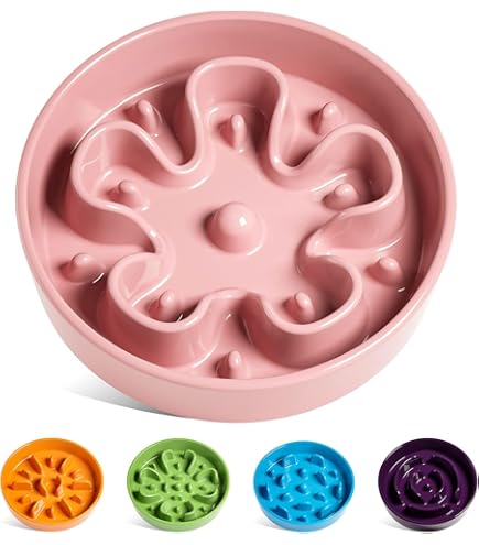 LE TAUCI Keramische Slow Feeder Hondenbakken Klein Ras, 0,6 Kopjes Hondenvoer Schotel voor Snelle Eaters, Puzzelkom voor Kleine Honden en Katten, Oranje