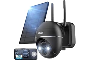 ieGeek 2K Wireless Solar Camera,360° Solar Security Camera Outdoor with 5200mAh Rechargeable Battery Powered,PTZ WiFi CCTV Camera Wireless Outdoor, Pan 355° Tilt 120,PIR Motion Detection
