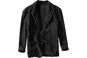 pvucpot Giacca in Lino, da Uomo, Estiva, Leggera, Blazer, per Il Tempo Libero, con Due Bottoni, Leggera, Sportiva, per Il Tempo Libero, Giacca da uo