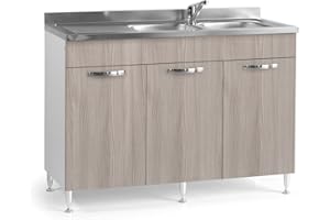 WEBMARKETPOINT Évier de Cuisine réversible en Orme 3 Portes Cm 120x50xH 85