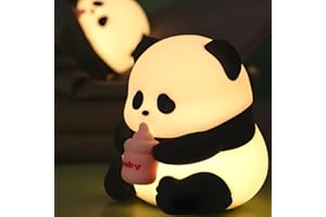 AUEZONA Panda Luz Nocturna Infantil, Silicona Luz Nocturna Bebé Recargable, Lampara Bebe Noche Táctil, 7 Color 3 Brillo, LED Luz Bebe Nocturna con Temporizador, Panda Regalo Bebe, Decoracion Habitacion