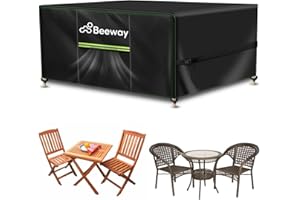 BEEWAY Garden Furniture Cover With Air Vent, Waterproof Patio Rattan Sofa Table Chair Bistro Set Cover - 420D Oxford Fabric, Windproof - Rectangular 125 x 63 x 72cm