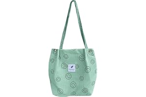 Funtlend Cord Umhängetasche Damen Groß Cord Tasche Damen Cordtasche Cord Shopper Handtasche Schultertasche für Uni Arbeit Mädchen Schule Büro