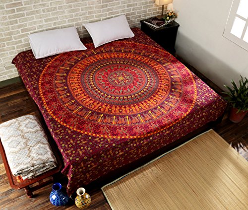 Mandala Wandteppich Baumwolle Indisch Wandbehang Orange Tapisserie Blumen Tapestry Von Rajrang - 2