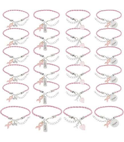 Bracelet De Sensibilisation Cancer Du Sein En Coton Tressé Rose - Réglable 16-25cm - Cadeau De Soutien, Marathon, événement Solidaire