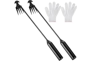 PXARMYYXGS 2 Stück Gartenarbeit Hand Unkrautstecher mit Stiel, Unkraut Entferner Gerät, 40cm Unkrautjäter, Unkraut Stecher, Unkraut Jäten Werkzeuge, Gartenwerkzeug, Manuelles Unkrautentferner, mit Handschuhe