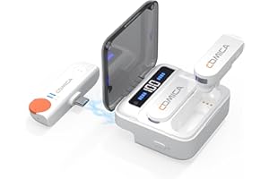 Comica Vimo S UC Micro Cravate Sans Fil pour Android USB-C, Annulation Active Bruit, Transmission 200M, Micro sans fil Plug&Play avec boîtier de charge pour Interview YouTube TikTok Live Stream(Blanc)