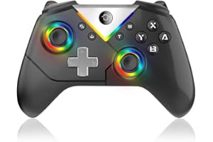 SWCTIM Xbox Controller Wireless Compatible with Xbox One S/X/Xbox Series S/X,Windows PC,2.4GHz RGB LED Light Wireless Controller with 3.5mm Headphone Jack,Black