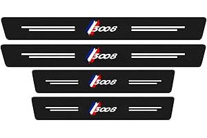 SYMILOV 4 Pièces Protecteur de Seuil de Voiture pour Peu-geot 206 207 307 308 3008 4008 5008 GT Line, Autocollant en Fibre de Carbone de Anti-Rayures de Seuil de Porte de Voiture, 3008