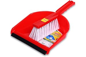 HIC Dustpan with Brush Big Size Dust pan Set with Brush/Broom for Floor Cleaning & Multipurpose use (Color Multicolored)