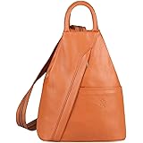 OBC Made In Italy Damen Lederrucksack - Nappaleder Daypack Als Umhängetasche (25x30x11 Cm)