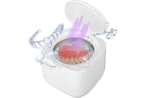 Niaazi Ultrasonic Cleaner Retainer Cleaner with UV - 45kHz Ultrasonic Cleaner for Dentures, Retainer, Aligner, Mouth Guard, Toothbrush Head, Jewellery, Diamonds for Home or Travel Use