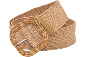 GÉNÉRIQUE Femmes ceinture paille tissée élastique extensible ceintures larges pour robes avec boucle Ceinture Cuir Vachette Homme