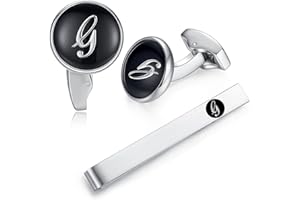 Honey Bear Carta Inicial Alfabeto Gemelos & Clip Pasador de Corbata Pisacorbatas - Acero Inoxidable para la Camisa de los Hombres Regalo de Boda del Negocio Negro